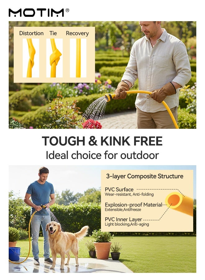 Motim 1/2 Inch 15m PVC Garden Hose in Yellow, Heavy-Duty, Flexible, and Weather-Resistant for Garden and Car Washing - Image 2